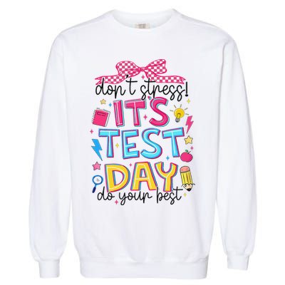 Dont Stress Pencil Coquette Bow Rock The Test Testing Day Garment-Dyed Sweatshirt