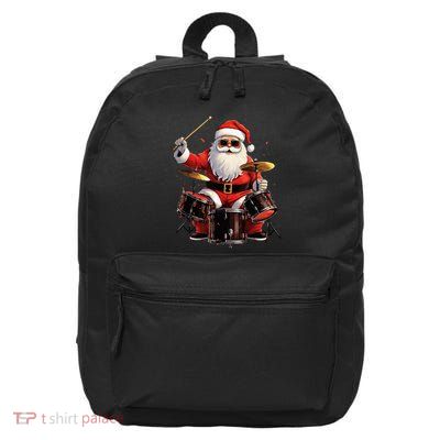 Drummer Santa Playing Drums Funny Christmas Drummer Xmas 16 in Basic Backpack