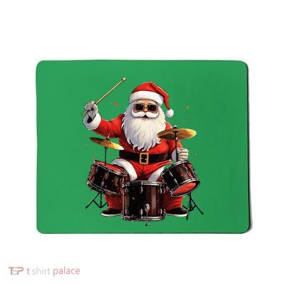 Drummer Santa Playing Drums Funny Christmas Drummer Xmas Mousepad