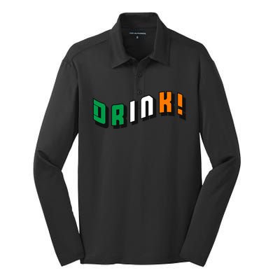 Drink St Patricks' Day Silk Touch Performance Long Sleeve Polo