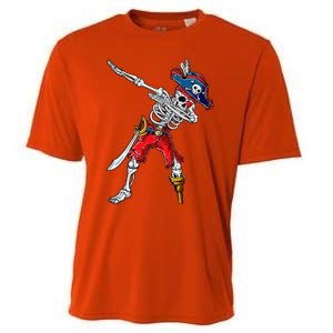 Dabbing Skeleton Pirate Halloween Funny Gift Cooling Performance Crew T-Shirt