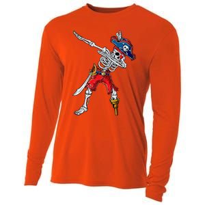 Dabbing Skeleton Pirate Halloween Funny Gift Cooling Performance Long Sleeve Crew