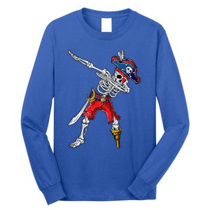 Dabbing Skeleton Pirate Halloween Funny Gift Long Sleeve Shirt