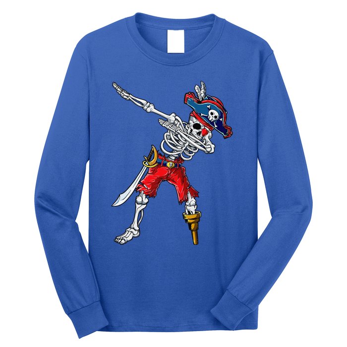 Dabbing Skeleton Pirate Halloween Funny Gift Long Sleeve Shirt