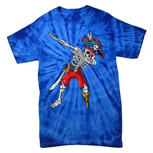 Dabbing Skeleton Pirate Halloween Funny Gift Tie-Dye T-Shirt