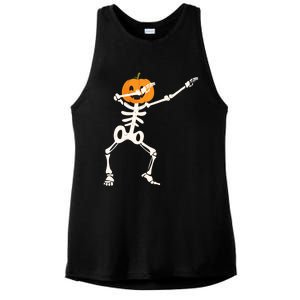 Dabbing Skeleton Pumpkin Head Funny Dab Gift Ladies PosiCharge Tri-Blend Wicking Tank