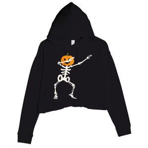 Dabbing Skeleton Pumpkin Head Funny Dab Gift Crop Fleece Hoodie