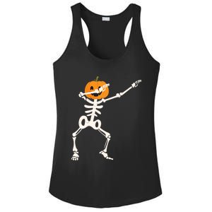 Dabbing Skeleton Pumpkin Head Funny Dab Gift Ladies PosiCharge Competitor Racerback Tank