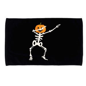 Dabbing Skeleton Pumpkin Head Funny Dab Gift Microfiber Hand Towel