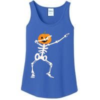 Dabbing Skeleton Pumpkin Head Funny Dab Gift Ladies Essential Tank