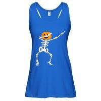 Dabbing Skeleton Pumpkin Head Funny Dab Gift Ladies Essential Flowy Tank