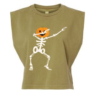 Dabbing Skeleton Pumpkin Head Funny Dab Gift Garment-Dyed Women's Muscle Tee