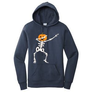 Dabbing Skeleton Pumpkin Head Funny Dab Gift Women's Pullover Hoodie