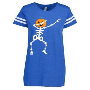 Dabbing Skeleton Pumpkin Head Funny Dab Gift Enza Ladies Jersey Football T-Shirt