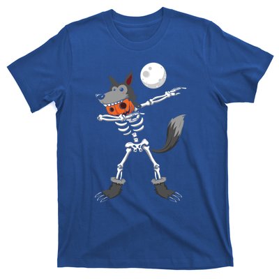 Dabbing Skeleton Pumpkin Skull Head Werewolf Dab Halloween Funny Gift T-Shirt