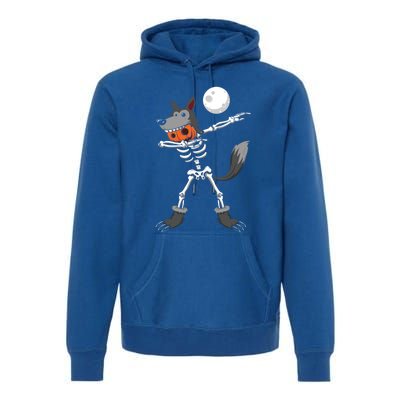 Dabbing Skeleton Pumpkin Skull Head Werewolf Dab Halloween Funny Gift Premium Hoodie