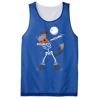 Dabbing Skeleton Pumpkin Skull Head Werewolf Dab Halloween Funny Gift Mesh Reversible Basketball Jersey Tank