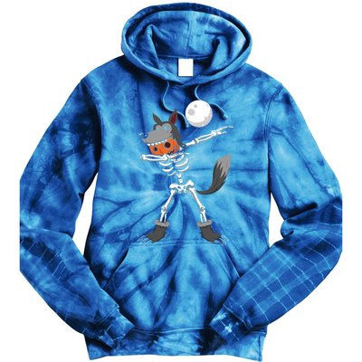 Dabbing Skeleton Pumpkin Skull Head Werewolf Dab Halloween Funny Gift Tie Dye Hoodie