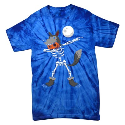 Dabbing Skeleton Pumpkin Skull Head Werewolf Dab Halloween Funny Gift Tie-Dye T-Shirt