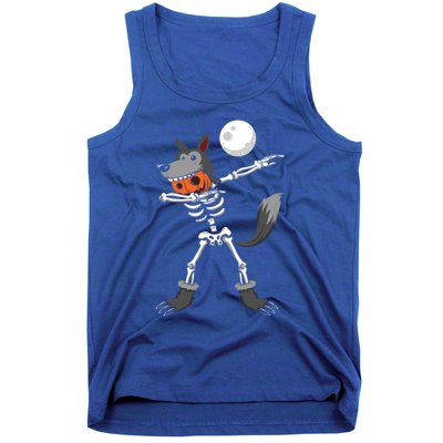 Dabbing Skeleton Pumpkin Skull Head Werewolf Dab Halloween Funny Gift Tank Top