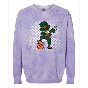 Dabbing St Patricks Day Basketball Leprechaun And Gift Colorblast Crewneck Sweatshirt