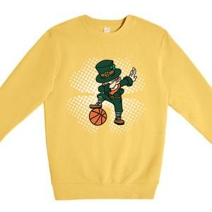 Dabbing St Patricks Day Basketball Leprechaun And Gift Premium Crewneck Sweatshirt