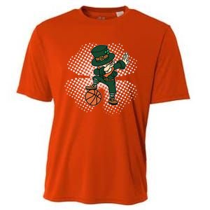 Dabbing St Patricks Day Basketball Leprechaun And Gift Cooling Performance Crew T-Shirt