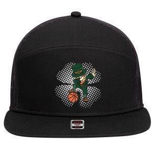 Dabbing St Patricks Day Basketball Leprechaun And Gift 7 Panel Mesh Trucker Snapback Hat