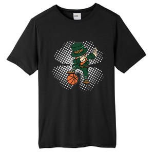 Dabbing St Patricks Day Basketball Leprechaun And Gift Tall Fusion ChromaSoft Performance T-Shirt