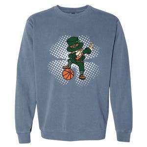 Dabbing St Patricks Day Basketball Leprechaun And Gift Garment-Dyed Sweatshirt