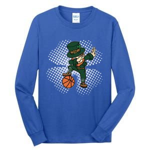 Dabbing St Patricks Day Basketball Leprechaun And Gift Tall Long Sleeve T-Shirt