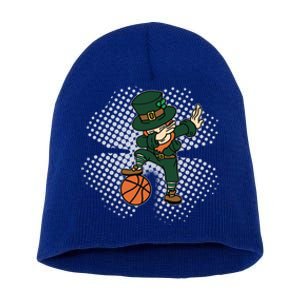 Dabbing St Patricks Day Basketball Leprechaun And Gift Short Acrylic Beanie