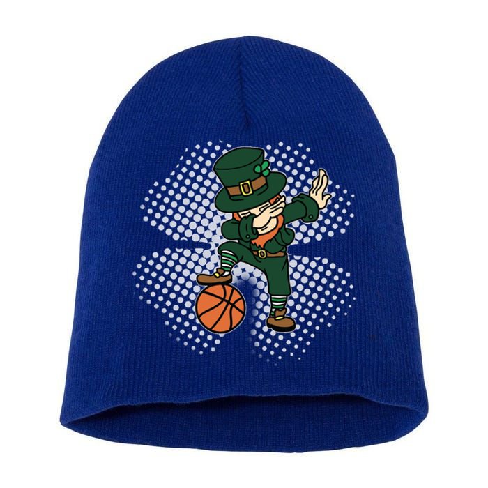 Dabbing St Patricks Day Basketball Leprechaun And Gift Short Acrylic Beanie