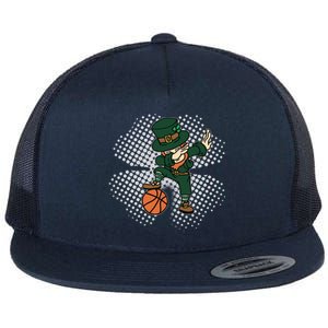 Dabbing St Patricks Day Basketball Leprechaun And Gift Flat Bill Trucker Hat