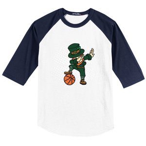 Dabbing St Patricks Day Basketball Leprechaun And Gift Baseball Sleeve Shirt