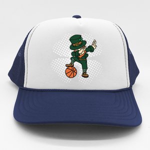 Dabbing St Patricks Day Basketball Leprechaun And Gift Trucker Hat