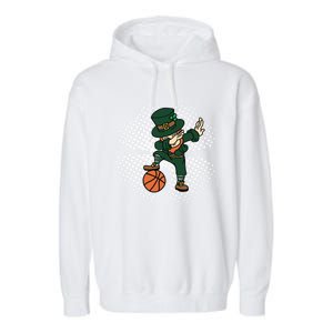 Dabbing St Patricks Day Basketball Leprechaun And Gift Garment-Dyed Fleece Hoodie