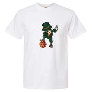 Dabbing St Patricks Day Basketball Leprechaun And Gift Garment-Dyed Heavyweight T-Shirt