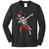 Dabbing Skeleton Pirate Halloween Kids Jolly Roger Kids Long Sleeve Shirt