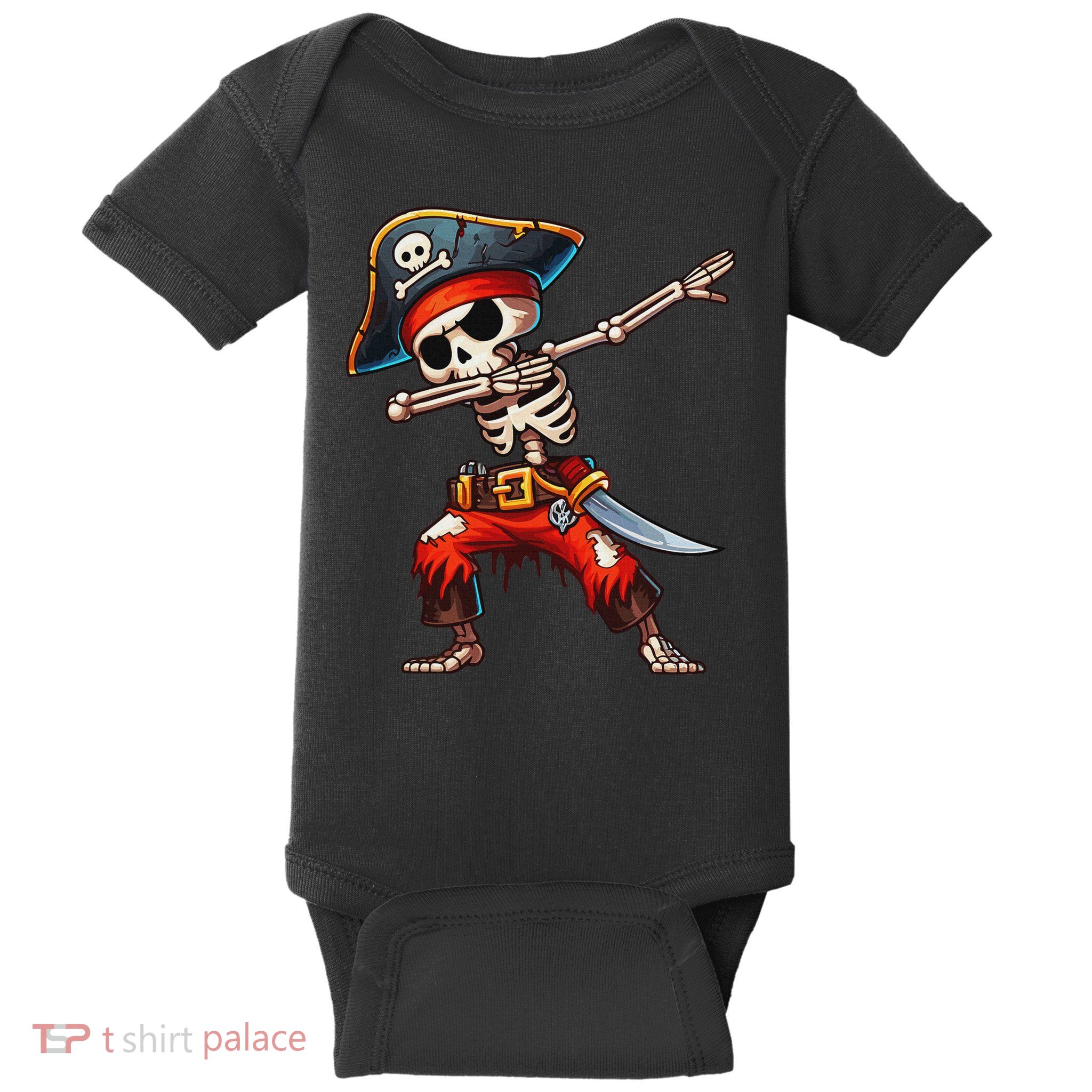 Dabbing Skeleton Pirate Halloween Pirate Baby Bodysuit