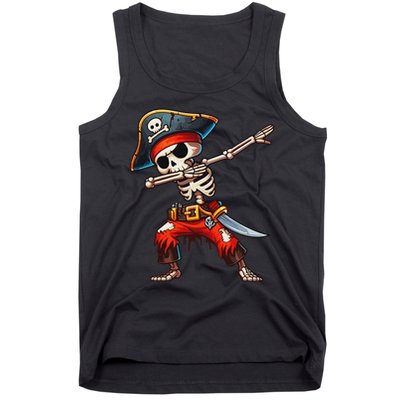 Dabbing Skeleton Pirate Halloween Pirate Tank Top