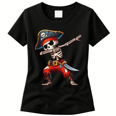 Dabbing Skeleton Pirate Halloween Pirate Womens T-Shirt