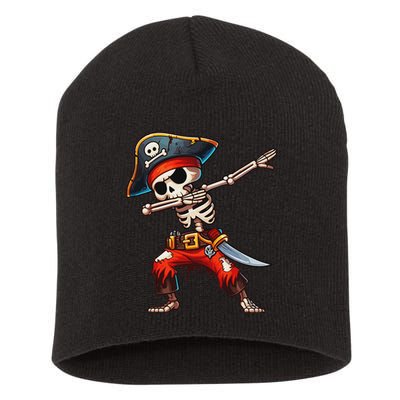 Dabbing Skeleton Pirate Halloween Pirate Short Acrylic Beanie
