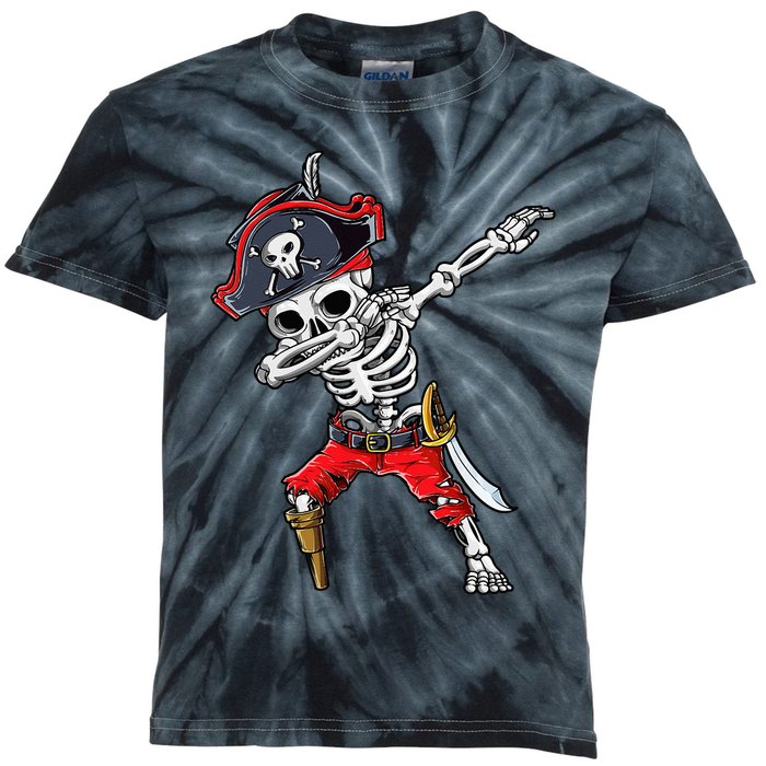 Dabbing Skeleton Pirate Halloween Kids Jolly Roger Kids Tie-Dye T-Shirt