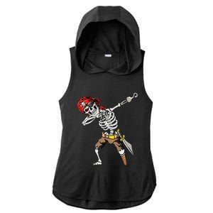 Dabbing Skeleton Pirate Halloween Jolly Roger Pirate Ladies PosiCharge Tri-Blend Wicking Draft Hoodie Tank