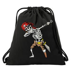 Dabbing Skeleton Pirate Halloween Jolly Roger Pirate Drawstring Bag