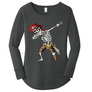 Dabbing Skeleton Pirate Halloween Jolly Roger Pirate Women's Perfect Tri Tunic Long Sleeve Shirt