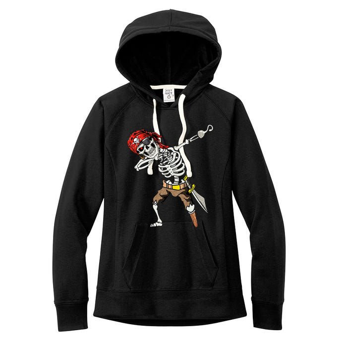 Dabbing Skeleton Pirate Halloween Jolly Roger Pirate Women's Fleece Hoodie