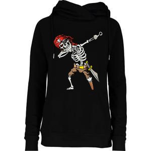 Dabbing Skeleton Pirate Halloween Jolly Roger Pirate Womens Funnel Neck Pullover Hood