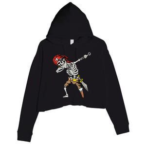 Dabbing Skeleton Pirate Halloween Jolly Roger Pirate Crop Fleece Hoodie